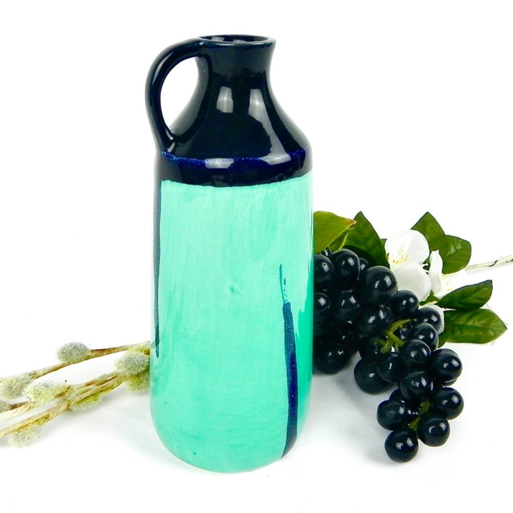 Turquoise Navy Vase | Vintage Studio Pottery | Blue Bud Vase